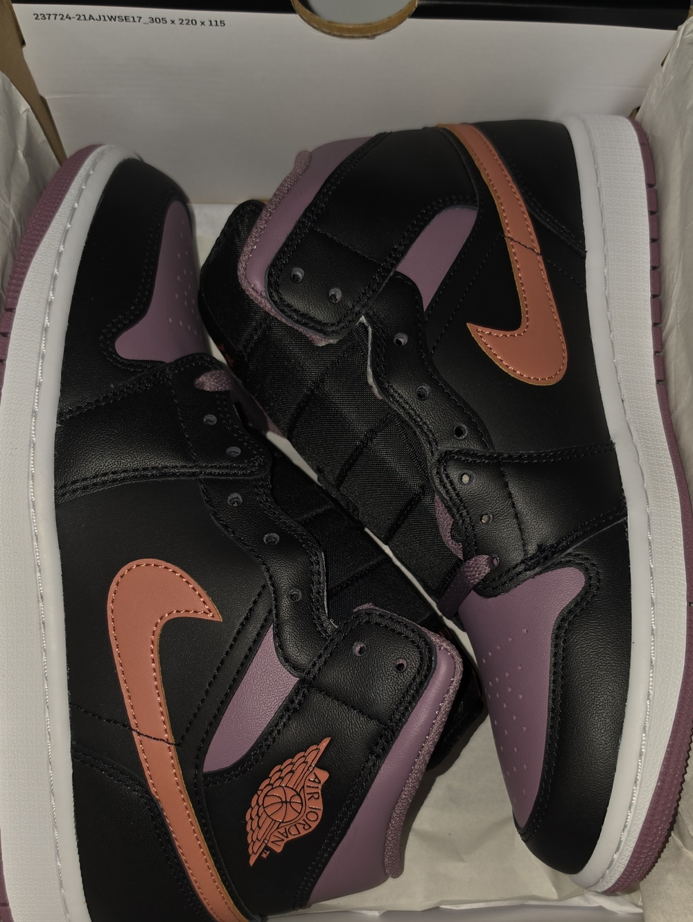 Nike Air Jordan 1 Mid — Black, Purple & Brown Women's Sneakers